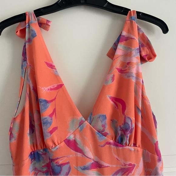 New! Wayf Alma Orange Floral Print Sleeveless Tiered Maxi Dress NWT 1705 - Picture 5 of 11